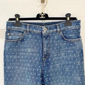 Chanel Denim Jeans 2023 PolkDot logo Size FR 36